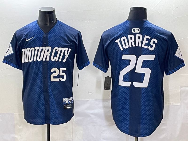 Men 2025 Detroit Tigers #25 Torres Blue Nike MLB Jersey style 7152->detroit tigers->MLB Jersey